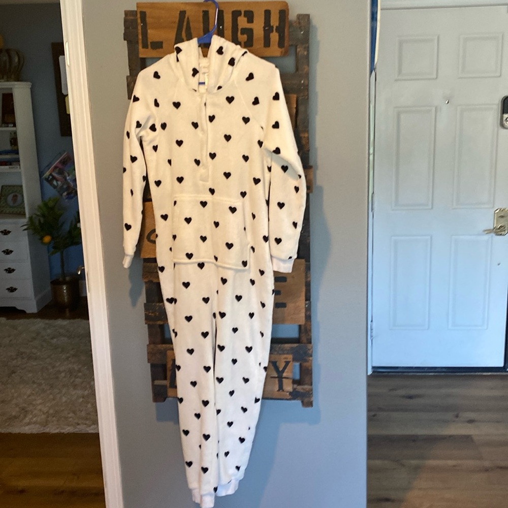 Emily and Meritt onesie with hood worn once small medium